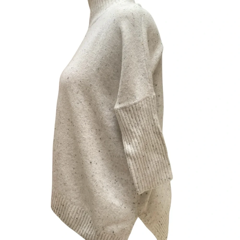 LOFT Cozy Warm Soft Oversized Speckled Cream‎ Turtleneck Sweater Poncho Size XSP